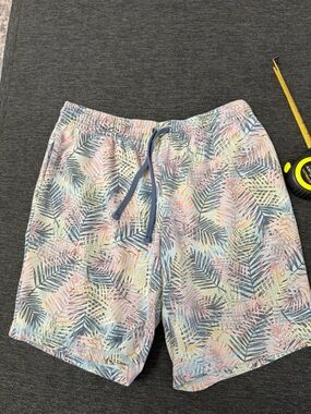 Men’s Retrofit 2020 Y2K Tropical Pastel Palm Print cotton XL Swim Shorts